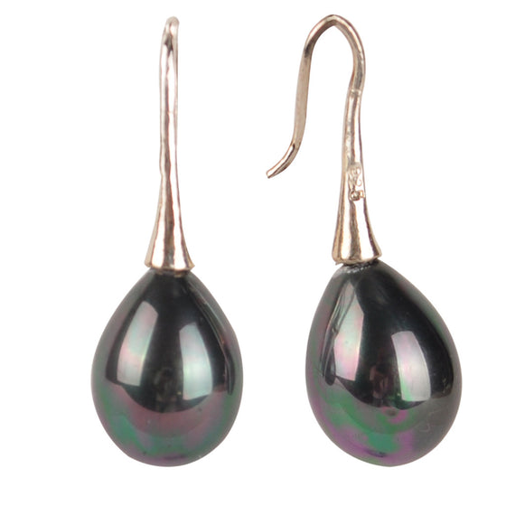 Shell Pearl Earrings | Black