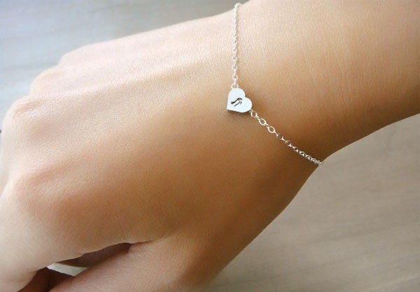 Silver Chained Heart Bracelet